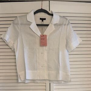 NWT Quince XS European Linen Shirt Sleeve shirt.   White.